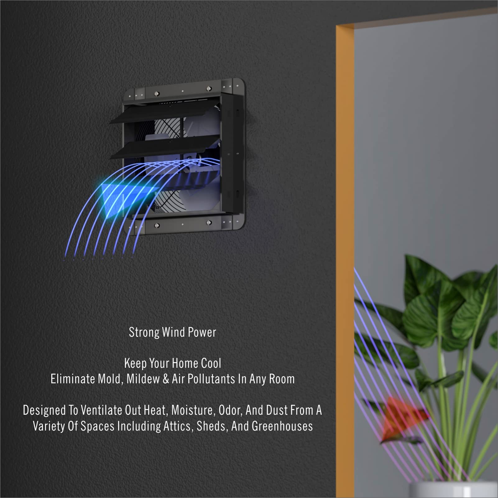 Aygrochy 350mm zu und abluftventilator, Industrie Wandventilator 1850m³/h, Belüftung und Kühlung für Gewächshäuser, Garagen Loft und Küche.