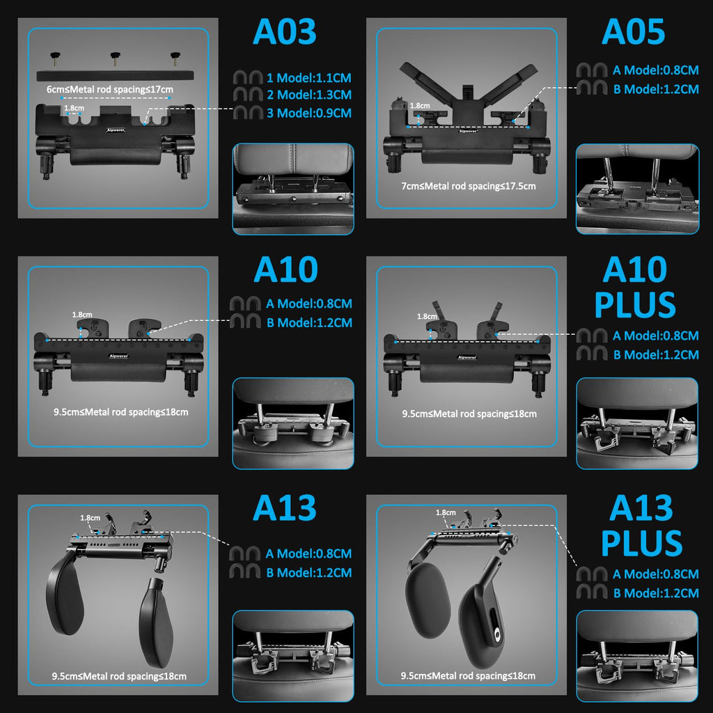 Aipwerer Kopfstütze Auto Kinder, Einfache Montage Abnehmbare Kopfstütze Auto, Höhenverstellbar Auto Nackenkissen für Kind bei längeren Autofahrten ein Nickerchen (Schwarz, A05 PVC)