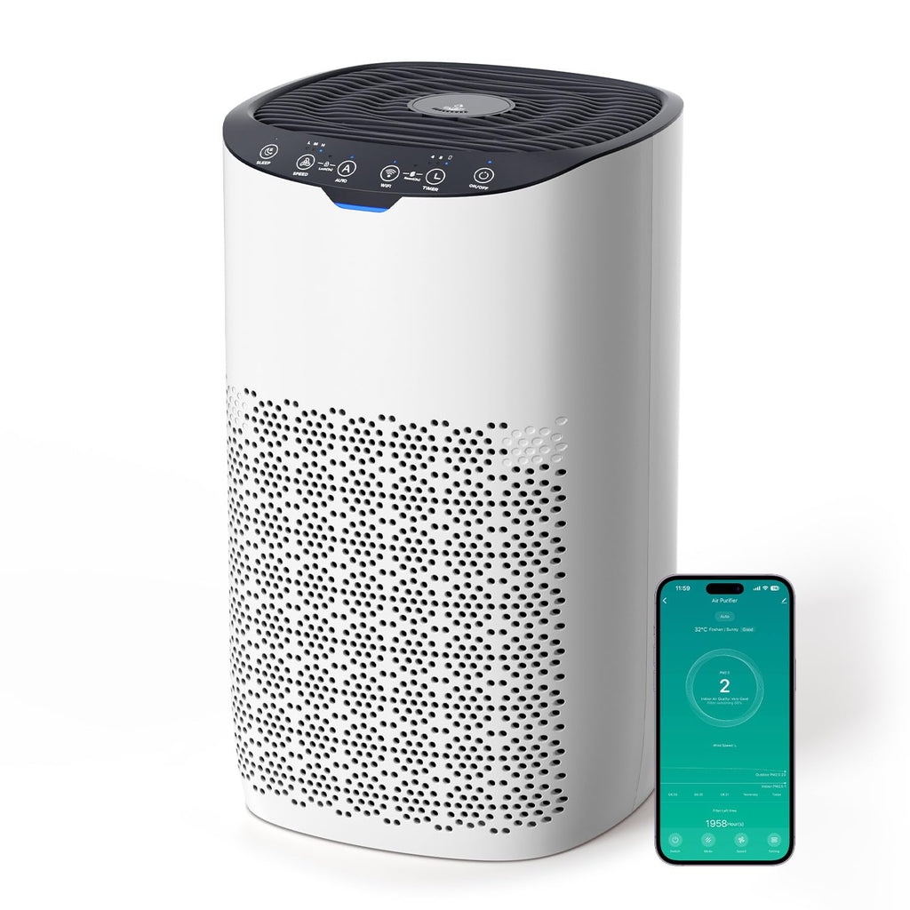 AROEVE Luftreiniger, CADR 300 m³/h für 120 m² Raum, Luftreiniger Allergiker gegen Pollen, Staub, Tierhaare, Rauch, Automatikmodus mit Sensor, Leise 25dB, Ideal für Allergie-Haushalte