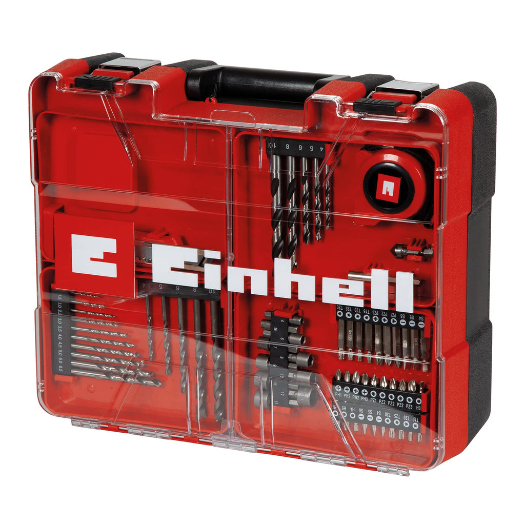 Einhell Schlagbohrmaschinen-Set TC-ID 1000 E Kit +64 (1010 W, Drehzahl-Elektronik, 13 mm-Schnellspannbohrfutter, Schlagzahl 48.000 min-1, inkl. 64-tlg. Zubehör-Set und Koffer)