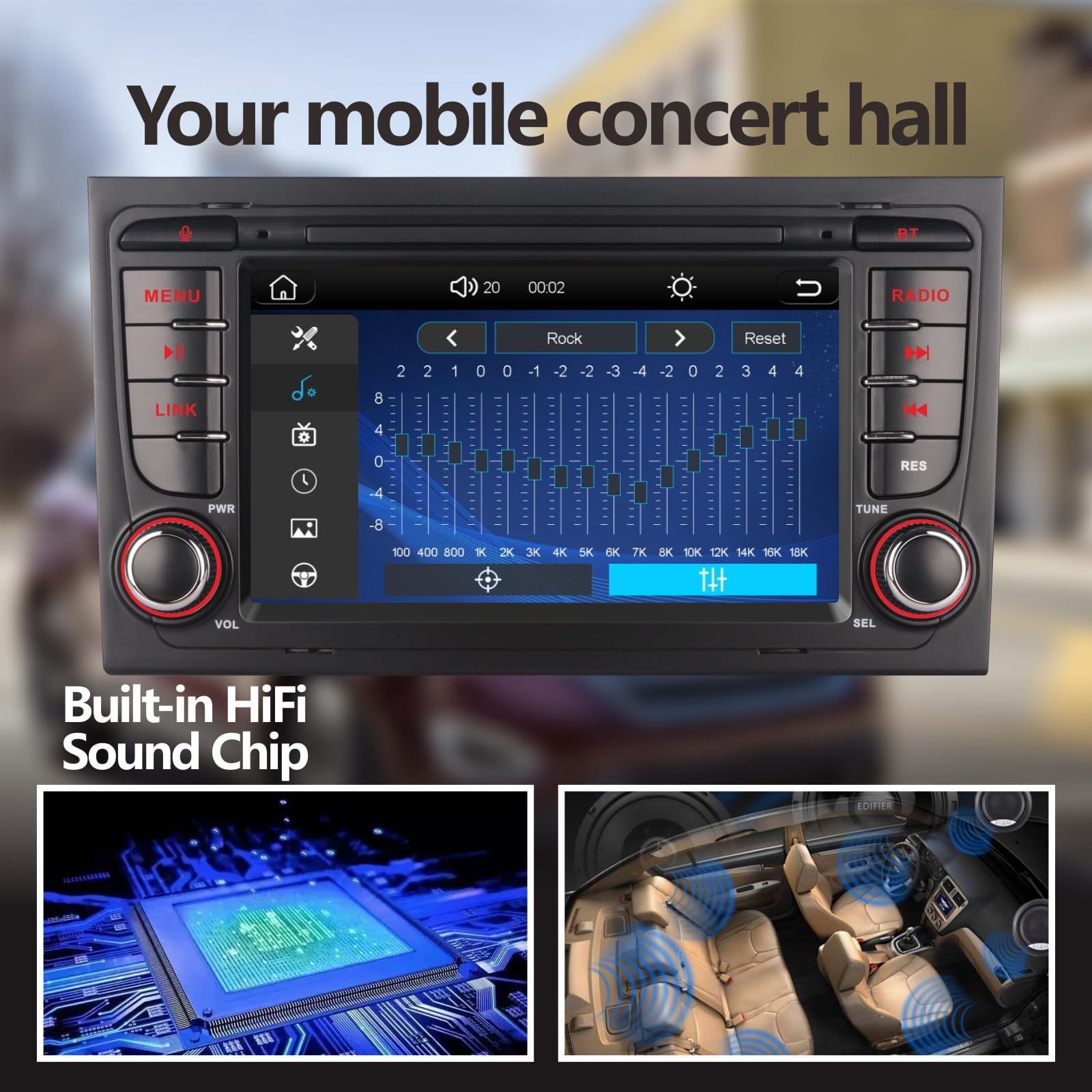 LXKLSZ Autoradio kompatibel mit drahtlos Carplay/Android Auto für Audi A4 S4 RS4 2002-2008 SEAT EXEO mit IPS Touchscreen/Bluetooth/Mirror Link/FM/AM/USB