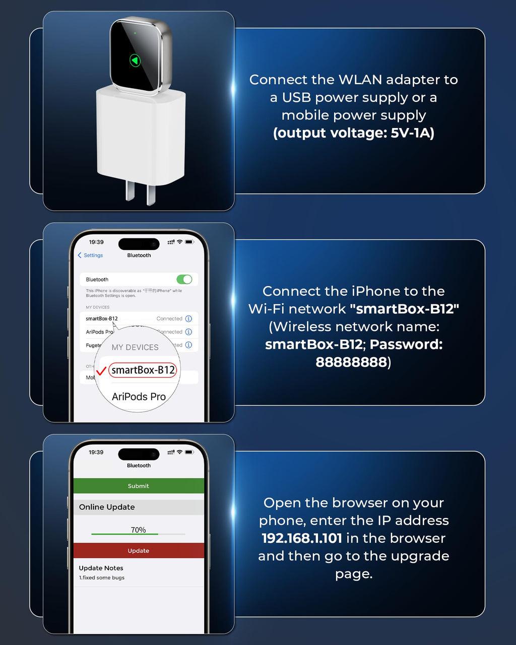 Mini CarPlay Wireless Adapter für iPhone - Converts Wired to Wireless CarPlay Adapter, CarPlay Stick für Apple Wired CarPlay Cars & für iPhone iOS 10+, USB & Type-C, Plug & Play