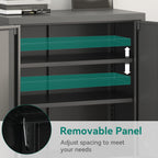 YITAHOME Aktenschrank Abschließbar, Metallschrank mit 2 Verstellbare Einlegeböden, Büroschrank Stahlschrank mit Belüftungslöcher für Arbeitszimmer Büro Garage Schule, Schwarz, 80 x 40 x 90cm