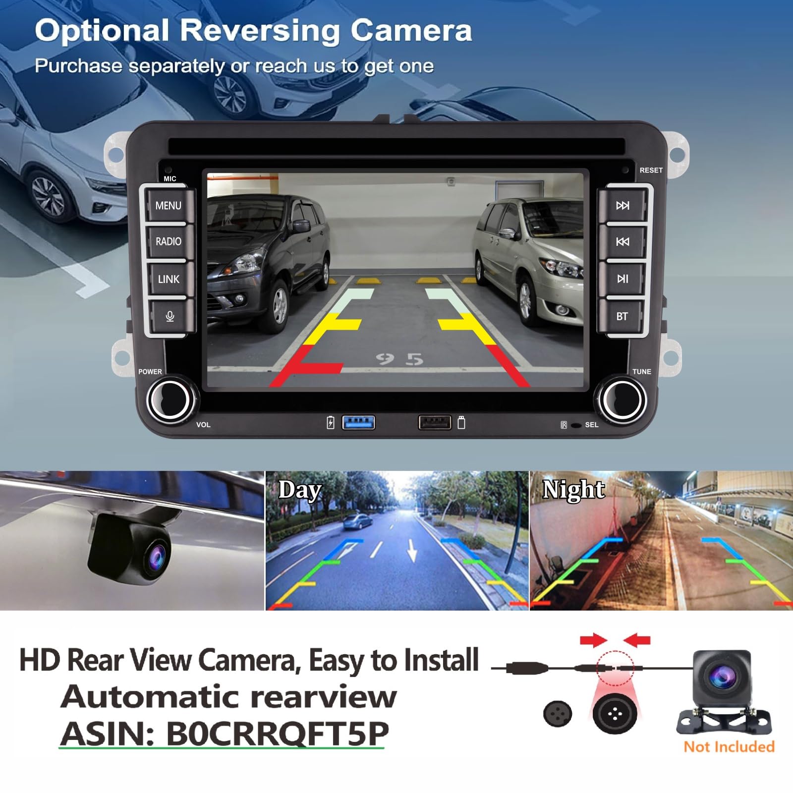 HLLECARMO Autoradio für VW Golf 5/6, Polo 5/6R, T5, Passat, Jetta – 7-Zoll-Touchscreen, Wireless CarPlay & Android Auto, Bluetooth/AM/FM/Lenkradsteuerung (SWC)/USB/DSP-EQ, Plug and Play