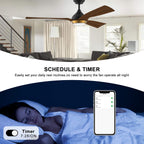 reiga Deckenventilator mit dimmbarer LED-Beleuchtung 132 cm Leiser DC-Motor mit starkem Luftstrom, 6 Geschwindigkeiten, 3 Farbtemperaturen, Fernbedienung für Wohnzimmer, Schlafzimmer & Büro