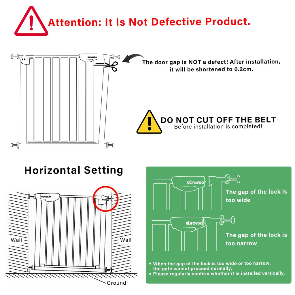 UBRAVOO Babygitter für Türen und Treppen, Höhe 100 cm, Sicherheits-Haustiergitter, Spannungstyp, automatische Schließung, hohe Ausführung, dreifache Verriegelung, offen (Breite: 95-104cm)