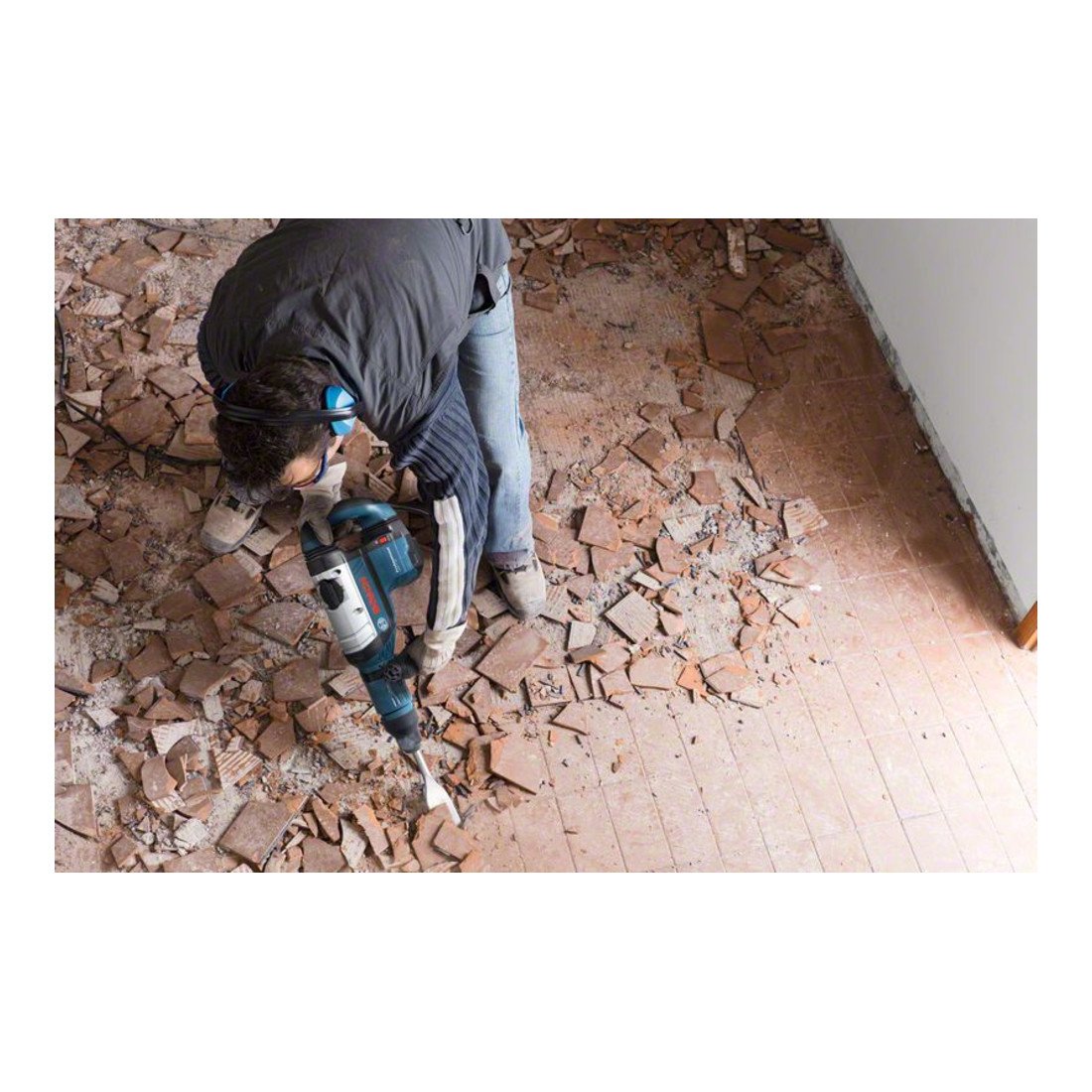 Bosch Professional Schlaghammer GSH 7 VC (inkl. Zusatzhandgriff, Fetttube, Maschinentuch, 1x Spitzmeißel, SDS max, RTec Speed, 400mm, Handwerkoffer)