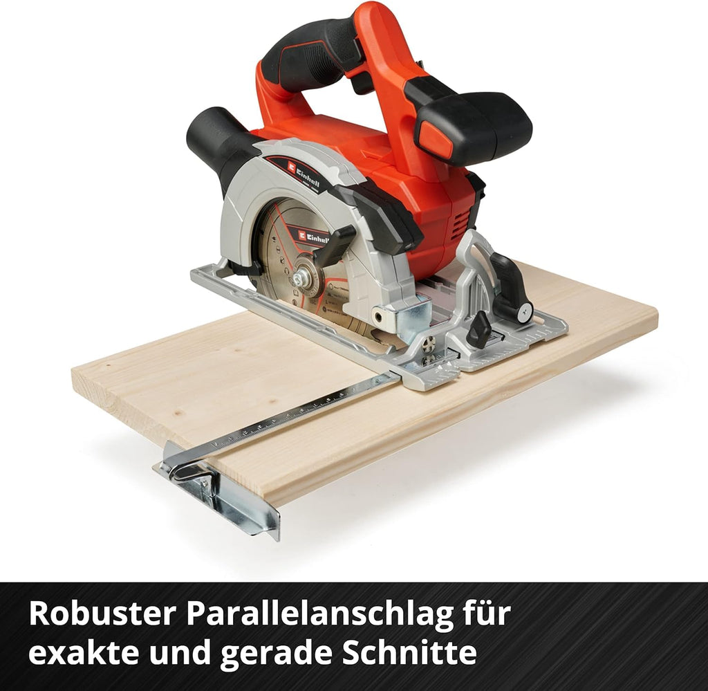 Einhell Akku-Handkreissäge TE-CS 18/150 Li-Solo Power X-Change (18 V, Li-Ion, Ø150 x Ø10 mm Sägeblatt, Schnitttiefe und Neigungswinkel werkzeuglos einstellbar, LEDs, ohne Akku und Ladegerät)