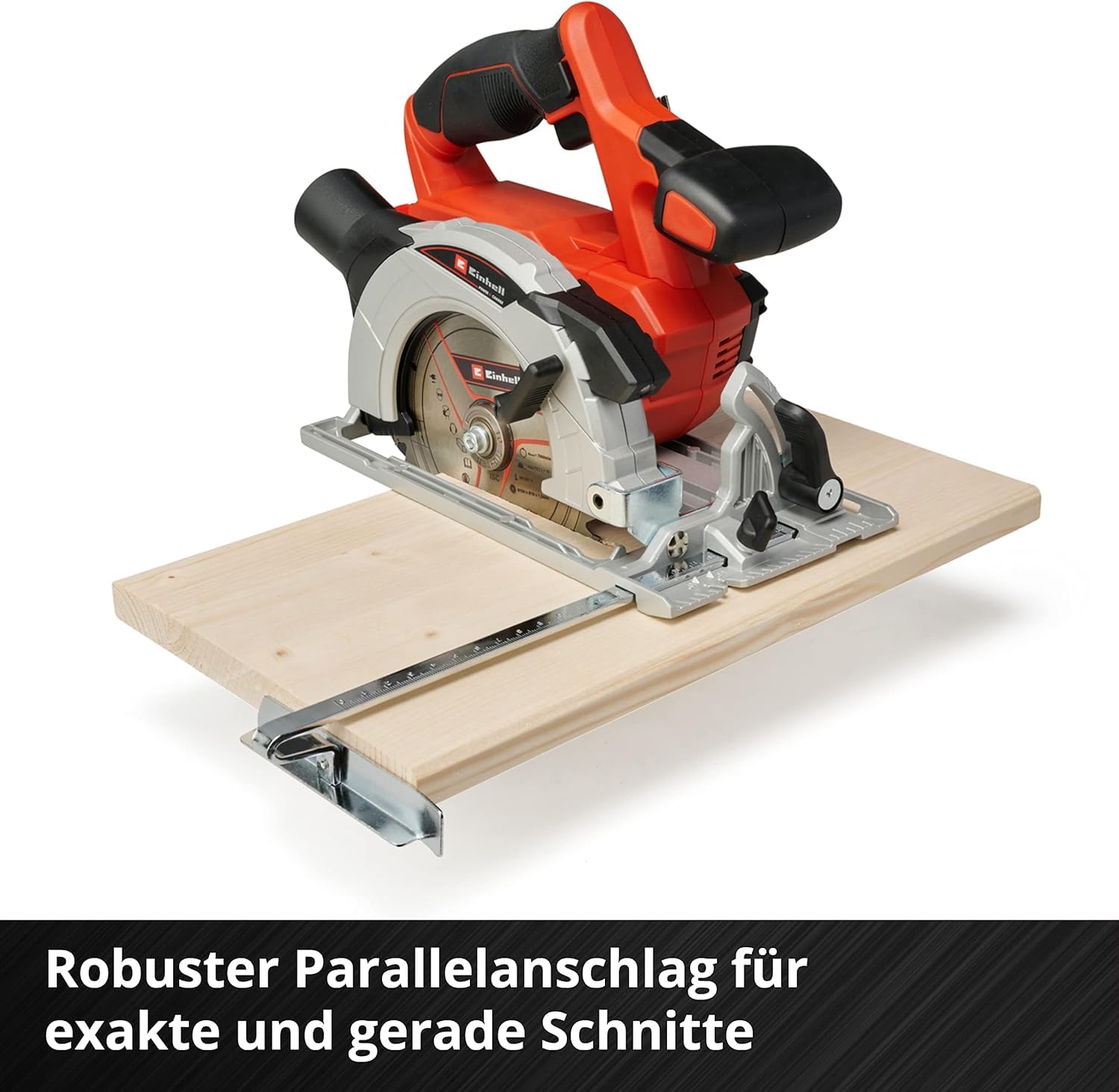 Einhell Akku-Handkreissäge TE-CS 18/150 Li-Solo Power X-Change (18 V, Li-Ion, Ø150 x Ø10 mm Sägeblatt, Schnitttiefe und Neigungswinkel werkzeuglos einstellbar, LEDs, ohne Akku und Ladegerät)