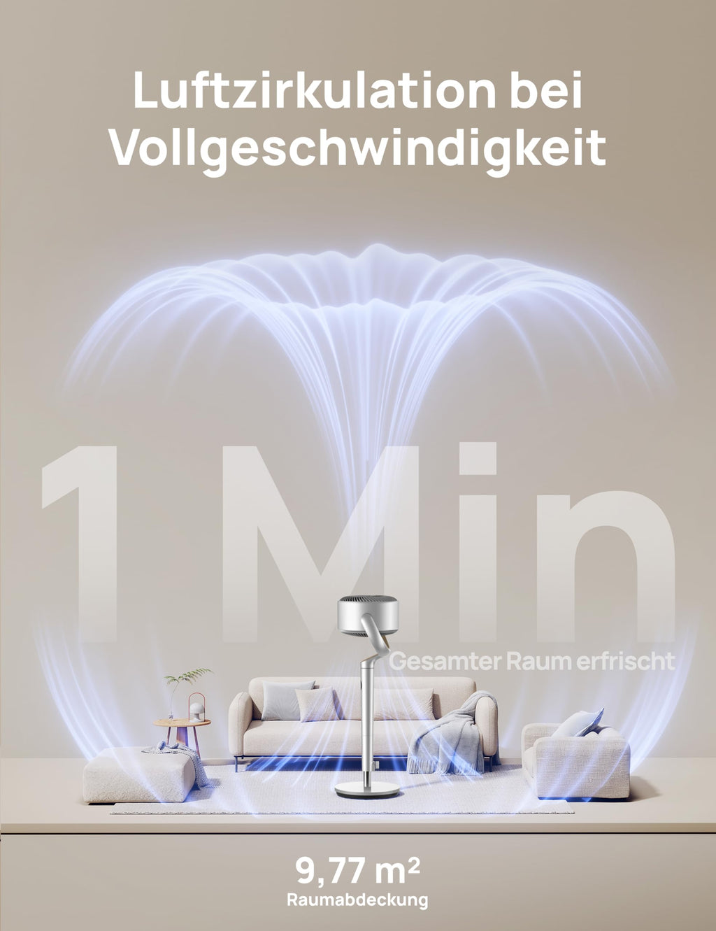 Dreo Smart Standventilator mit RGB Light, 120° +120° Oszillierender Ventilator mit Fernbedienung, 20dB Leiser Bodenventilator für Schlafzimmer, 8H Timer, Silber