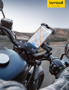 Lamicall Handyhalterung Motorrad, Handyhalter Fahrrad - [Metall-Verlängerungsarm] [Doppelt Vibrationsgedämpft] Handy Motorradhalterung Diebstahlsicher, 720° Drehbarer Lenker Halter für iPhone 17/16/15