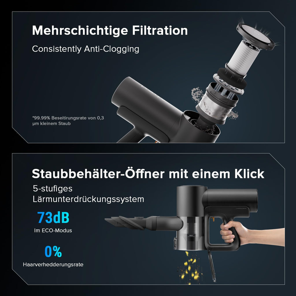roborock F25 ACE Combo Nass Trockensauger, 5-in-1 Kabelloser Staubsauger, 20.000 Pa Absaugleistung, 90°C Hochtemperatur Selbstreinigung, für Nasse und Trockene Verschmutzungen