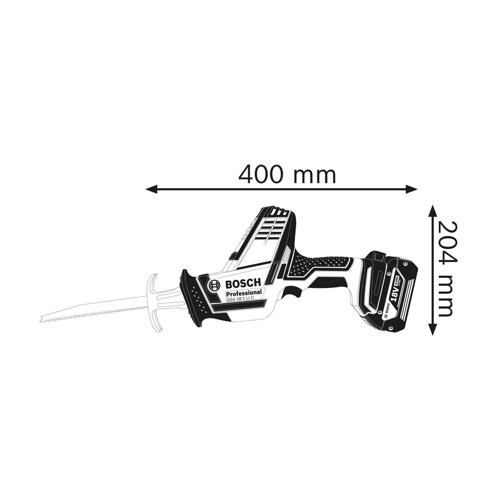 Bosch Professional 18V System Akku Säbelsäge GSA 18 V-LI C (Compact Version, inkl. 3x Säbelsägeblatt, ohne Akku/Ladegerät, L-BOXX)