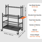 VEVOR Gartengeräte Ständer 652 x 403 x 990 mm Gerätehalter Organizer Kohlenstoffstahl Mehrzweck Gartengeräteaufbewahrungsregal 16 Schlitzen 18 Haken Gartenwerkzeug Halter Besenhalter