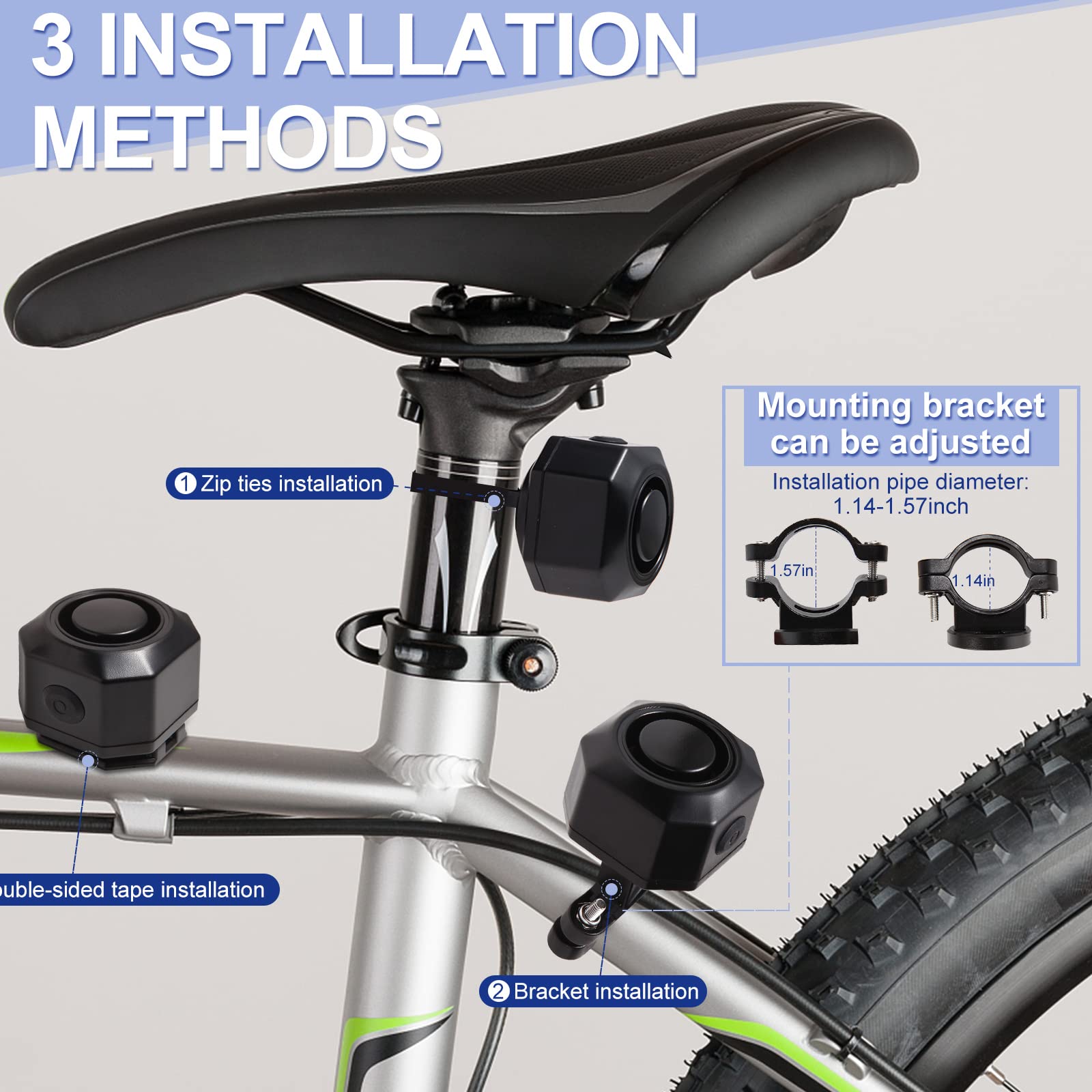 Fahrrad Alarme Elektrofahrzeug Alarm Wireless Vibration Alarm System mit Bewegungssensor Wasserdichter wiederaufladbarer Diebstahl Alarm für Ebikes Fahrrad Roller Auto