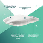 KOALA BABYCARE Babykissen Plagiozephalie, abnehmbar (mit Zwei Kissenbezügen), hilft EIN Plattkopfsyndrom vorzubeugen und zu behandeln. Aus Memory Foam - Weiß - Registriertes Design KBC®