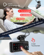 REDTIGER F17 Elite 4K 3 Kanal Dashcam Auto, STARVIS 2 IMX678 & IMX 675, 128GB Karte, Full Night Color, 4K+2.5K+1080P Vorne und Hinten Innen, Sprachsteuerung, 5GHz WiFi 6, GPS, HDR, Parkmodus