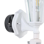 EGLO Außen-Wandlampe Laterna 5, 1 flammige Außenleuchte inkl. Bewegungsmelder, Sensor-Wandleuchte aus Aluguss und Glas, Farbe: Weiß, Fassung: E27, IP44
