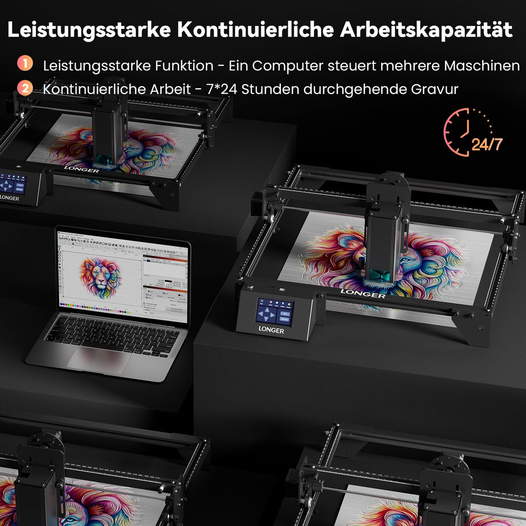 Longer RAY5 Laser Graviermaschine, 20W Laser-Ausgangsleistung, 3,5“ Farb-Touchscreen, Offline-Steuerung über App, Gravurwerkzeug für Metall/Glas/Holz, Arbeitsbereich 400x365mm