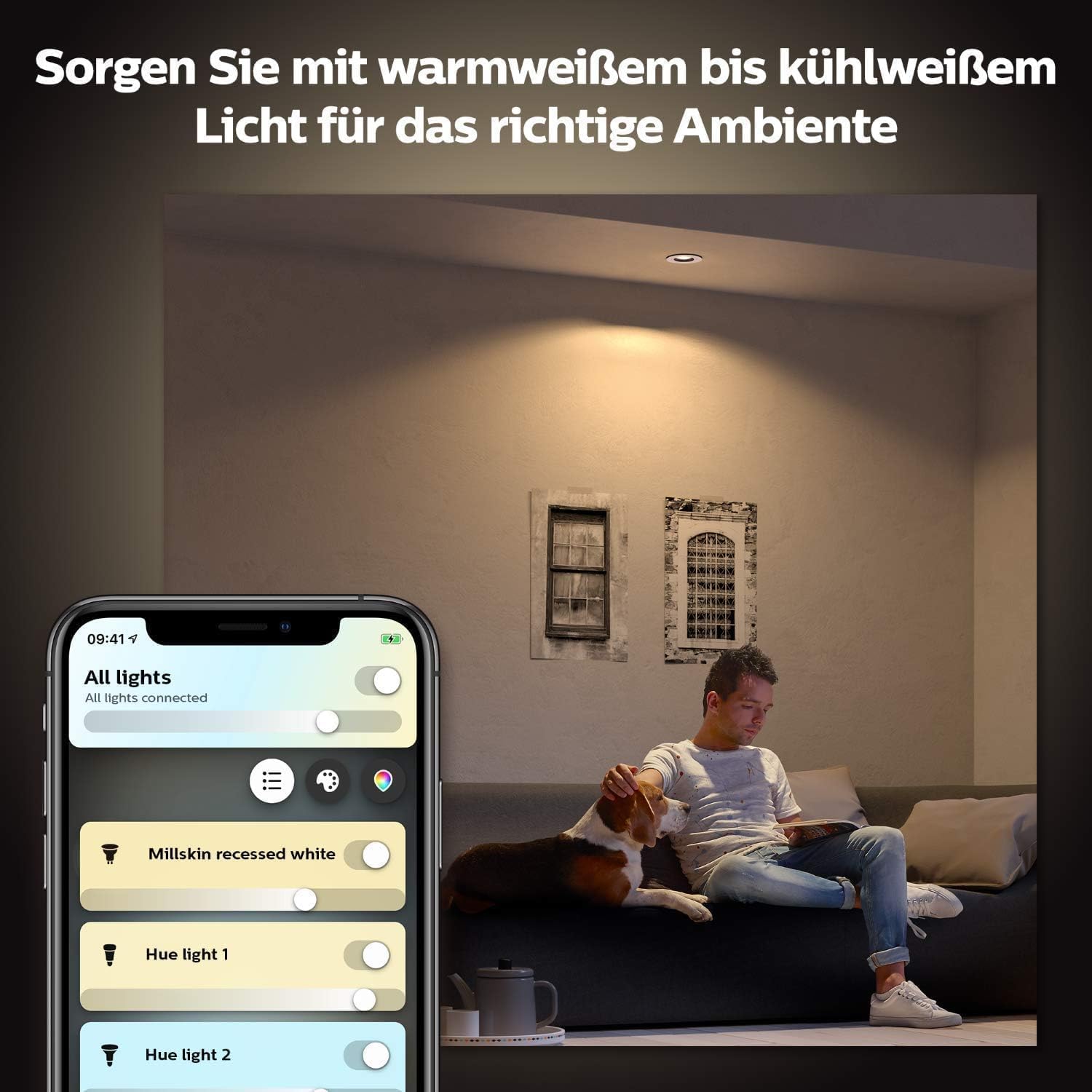 Philips Hue Milliskin White Ambiance Einbauspot, Weiß, (400lm / 70mm), 3er Pack, warm- bis kaltweißes Licht, steuerbar via App, kompatibel mit Amazon Alexa (Echo, Echo Dot), neue Generation