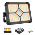 ERAY 150W LED Baustrahler Akku Solar Arbeitsleuchte Tragbare, 15000mAh LED Strahler Akku, LED Arbeitsleuchte 296 Perlen/5 Modi/USB-Wiederaufladbar, Campinglampe Tragbar für Camping Notfälle Keller