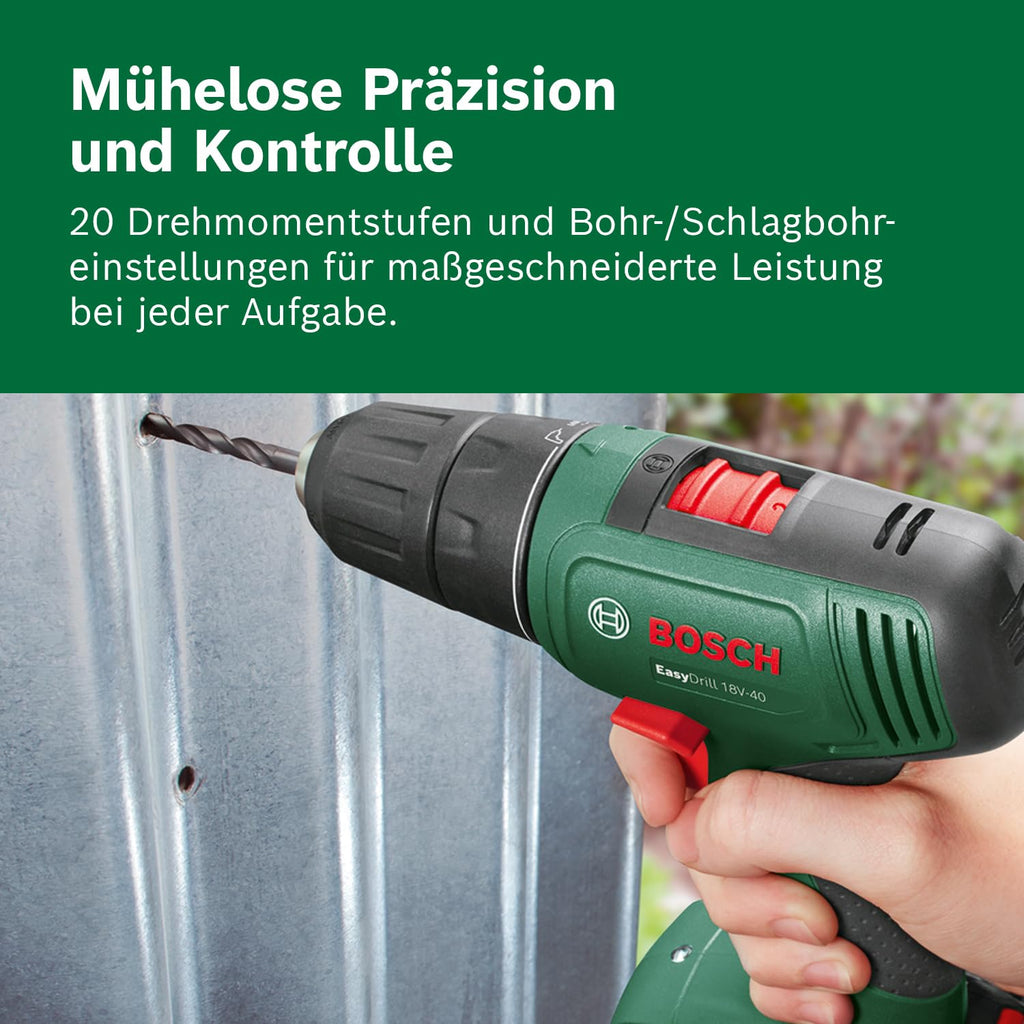 Bosch Akkuschrauber EasyDrill 18V-40 (2 Akku 2,0 Ah, 18 Volt System, im Koffer)