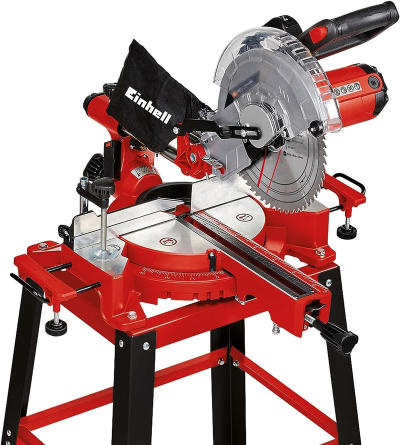 Einhell Zug-Kapp-Gehrungssäge TC-SM 2531/2 U (1900 W, max. 70 mm x 310 mm Schnitttiefe/-breite, Ø 254 mm Sägeblatt, Untergestell, neigbarer Sägekopf, Zugfunktion, Laser)