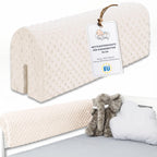 Bettkantenschutz für Kinderbetten 70 cm - Schutz für Bettrahmen Baby Bett rausfallschutz für boxspringbett bettgitter mit Bezug Kantenschutz Kinder Babybett Hellbeige