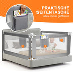 Eyeleaf Rausfallschutz für Kinder - Bettgitter grau 2M Neues Muster Rausfallschutz Bett Gitter Rausfallschutz Schutzgitter für Kinderbetten bettgitter rausfallschutz-Deutscher Aufbauanleitung