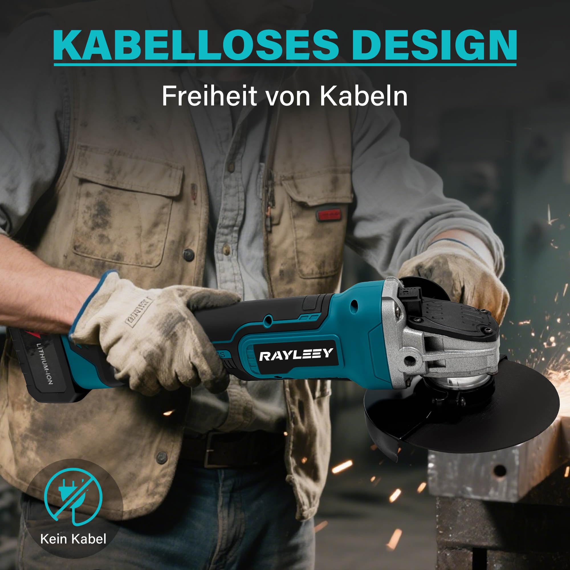 Akku Winkelschleifer 125mm für Makita 18V Akku (Ohne Akku), 8500U/min, Bürstenloser Profi-Schleifer 4-stufige Regelung, Kabellos Schleifer mit Zusatzhandgriff für Trennen, Schleifen & Bürsten