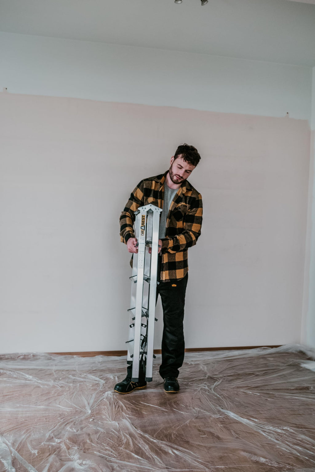 DRABEST Klappleiter Klapptritt Alu Leiter 2 x 5 Stufen Trittleiter Beidseitig Mehrzweckleiter bis 125 kg Belastbar Leiter