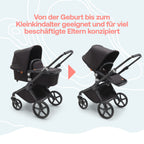 Bugaboo Fox Cub Kinderwagen für jedes Gelände, leichter und stabiler Kinderwagen, strapazierfähiges Design und extragroßes Sonnendach, einteilig und selbststehend faltbar, Schwarz