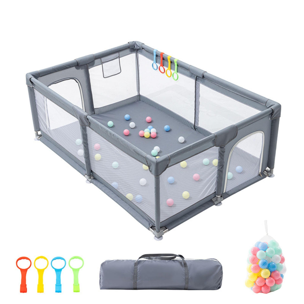 GLOKID Laufstall Baby 120 X 180cm, Laufgitter baby, große Sicherheitsspielplatz, mit Anti-Kollision Schaum Absperrgitter mit atmungsaktivem Netz, Einschließlich Ocean Balls y Pull Rings (XWL 1218)