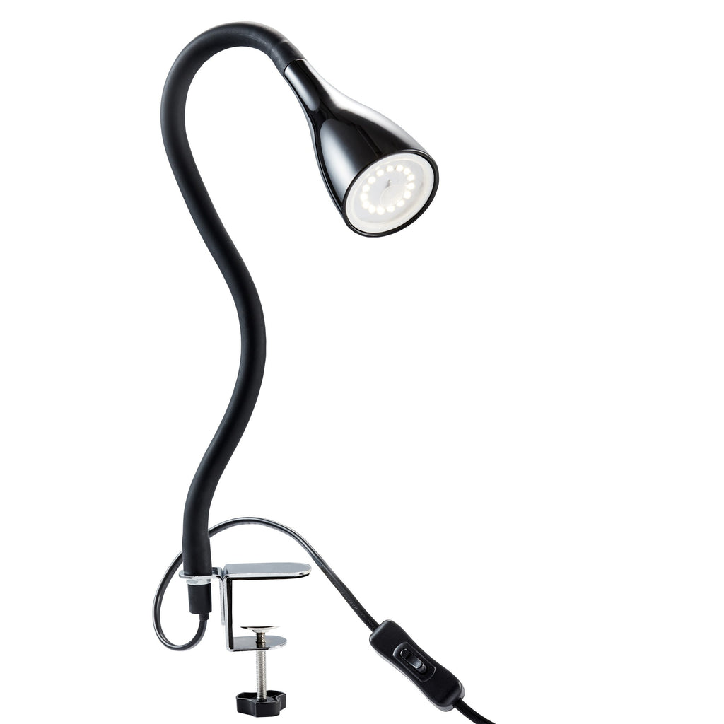 B.K.Licht - Schreibtischlampe mit Kabelschalter, dimmbar in Stufen, schwenkbar, Tischlampe, Klemmleuchte, Tischleuchte, Bürolampe, Leselampe, Leselicht, Klemmlampe, 60x5,5 cm, Schwarz