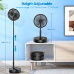 Oszillierender Ventilator Leise mit Fernbedienung, 9" Mini USB Tragbarer Tischventilator Standventilator, 7200mAh Akku Batterie Table Floor Fan mit Timer für Hause Schlafzimmer Büro Outdoor Reise