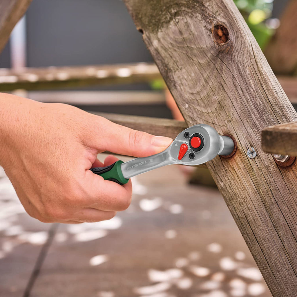 Bosch Ratschen / ¼"Steckschlüsselsatz-Set, 34-teilig (hochwertiger und vielseitiger Steckschlüsselsatz für zahlreiche Heimwerkeraufgaben; ergonomischer Griff mit Softgrip; magnetische Bit-Aufnahme)