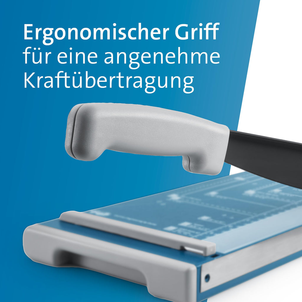 Dahle 502 Papierschneider (DIN A4, für Papier, Etiketten, Fotos, 8 Blatt Schneidleistung) Blau