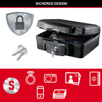 Master Lock Tresor Feuerfest und Wasserdicht mit Schlüssel, Dreifacher Schutz - Flug, Feuer und Flut, 4.9L, 15.6 x 36.2 x 33 cm