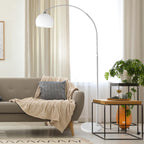 CCLIFE LED E27 Bogenlampe höhenverstellbar Marmorfuß weiß orange Stehlampe Stehleuchte Standleuchte Bogenleuchte Bogenstandleuchte, Farbe:Weiss, höhenverstellbar 130-180cm