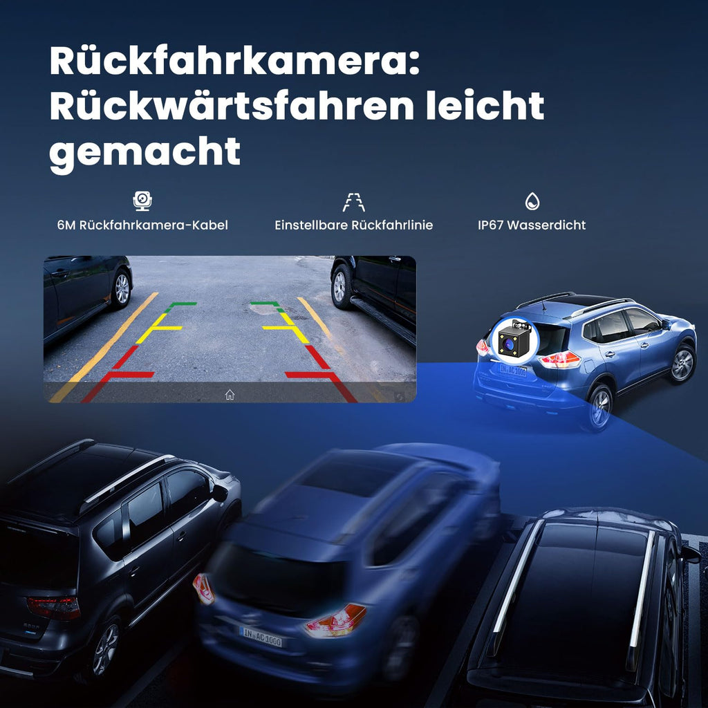 Krunia 9,26" Drahtloses Tragbares CarPlay Display für Apple CarPlay & Android Auto, OTA-Updates, Rückfahrkamera, Mirror Link, Bluetooth 5.0, Sprachsteuerung, GPS-Navigation, FM
