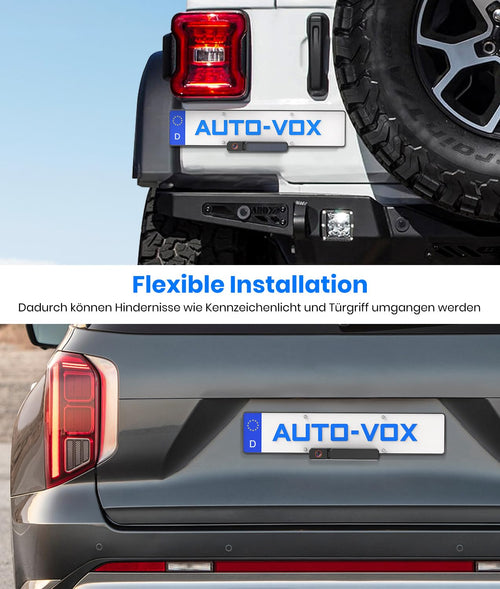 AUTO-VOX Solar Rückfahrkamera Kabellos mit 5" 1080P Monitor: 5000mAh Akku 2 Mins DIY Installation & Dual-Split Funk Rückfahrkamera, IP69K Wasserdicht Rückfahrkameras für Auto, LKW, Van, SUV, Wohnmobil