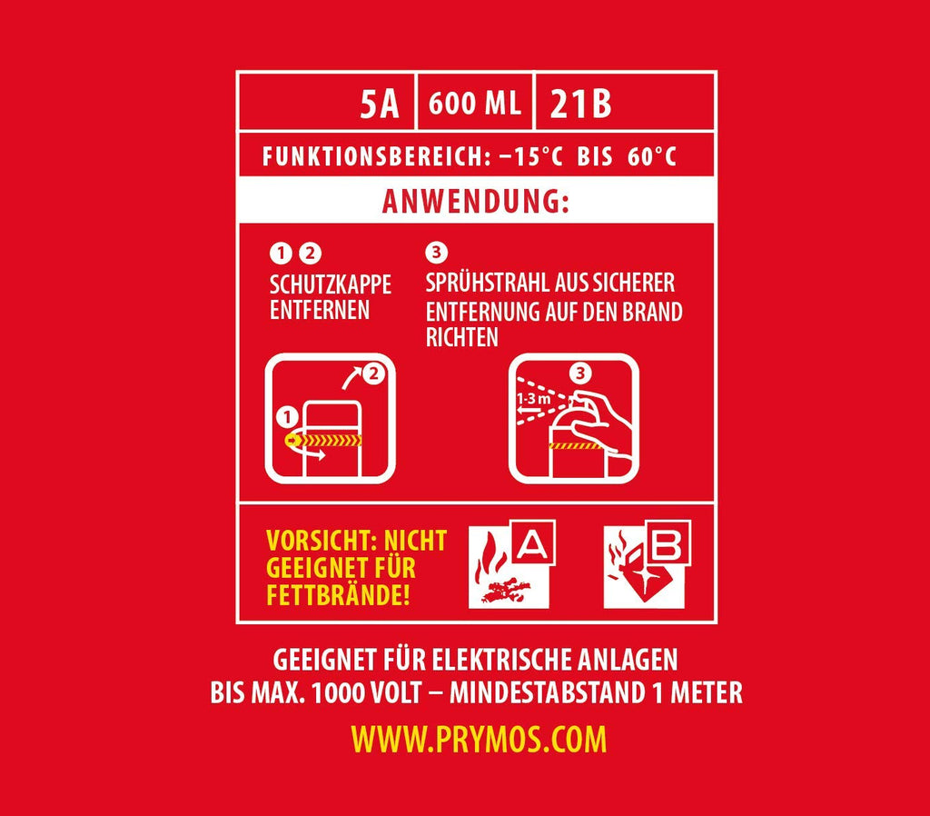 Prymos Feuerlöscher-Spray Fahrzeuge 5A/21B, Neutral, 600 ml (1er Pack)