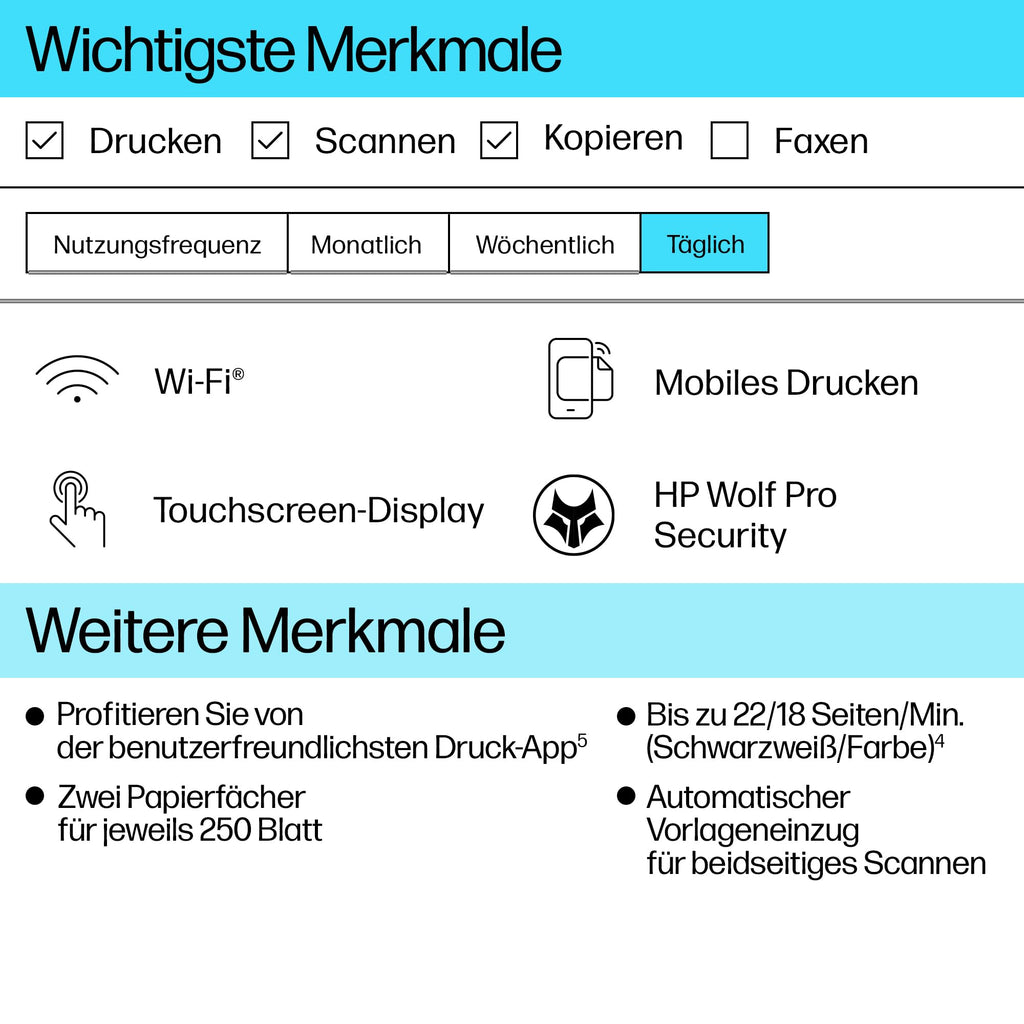 HP OfficeJet Pro 9730e A3-Multifunktionsdrucker, Drucken, Scannen und Kopieren bis A3, 6 Monate gratis drucken Instant Ink inklusive, Fax, WLAN, LAN, Duplex, Airprint, Grau-Weiß