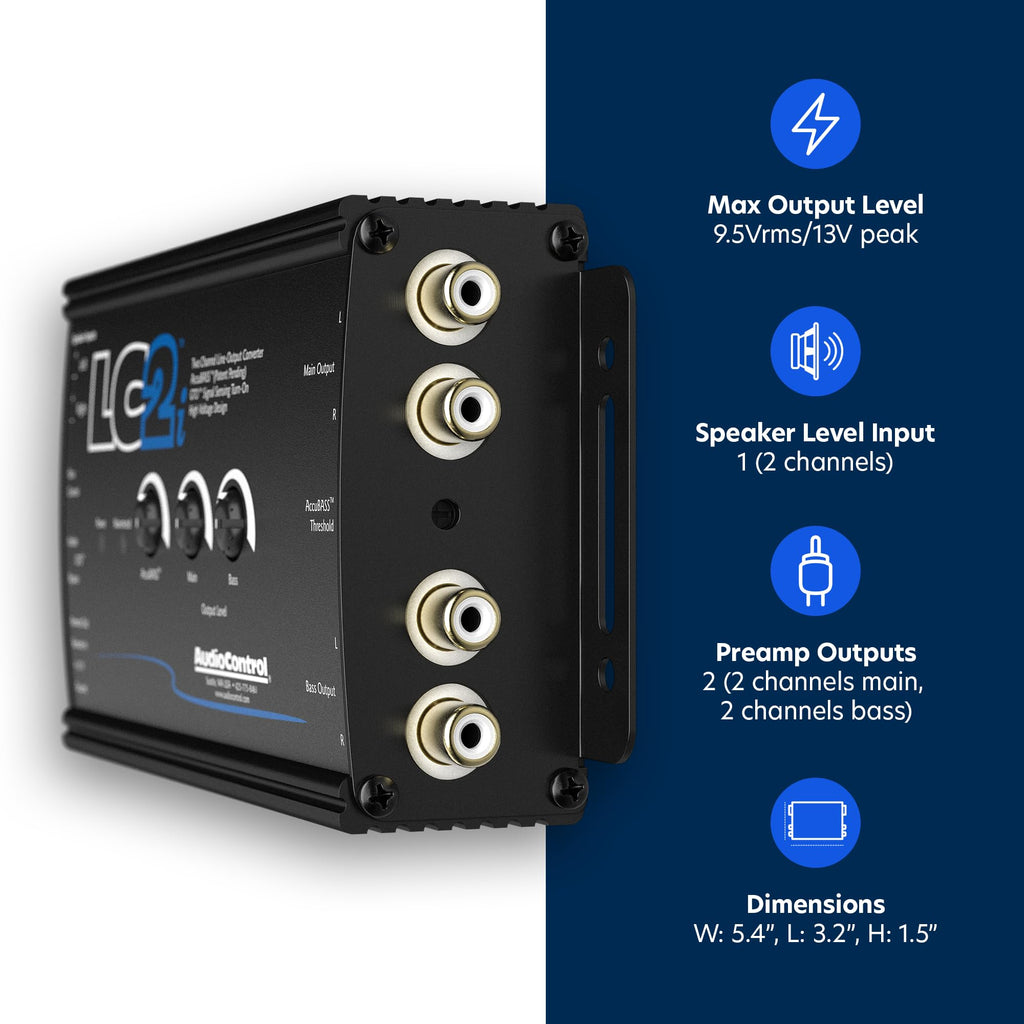 AudioControl LC2i 2-Kanal High-Low-Converter GTO™ AccuBASS® Subwoofer-Steuerung
