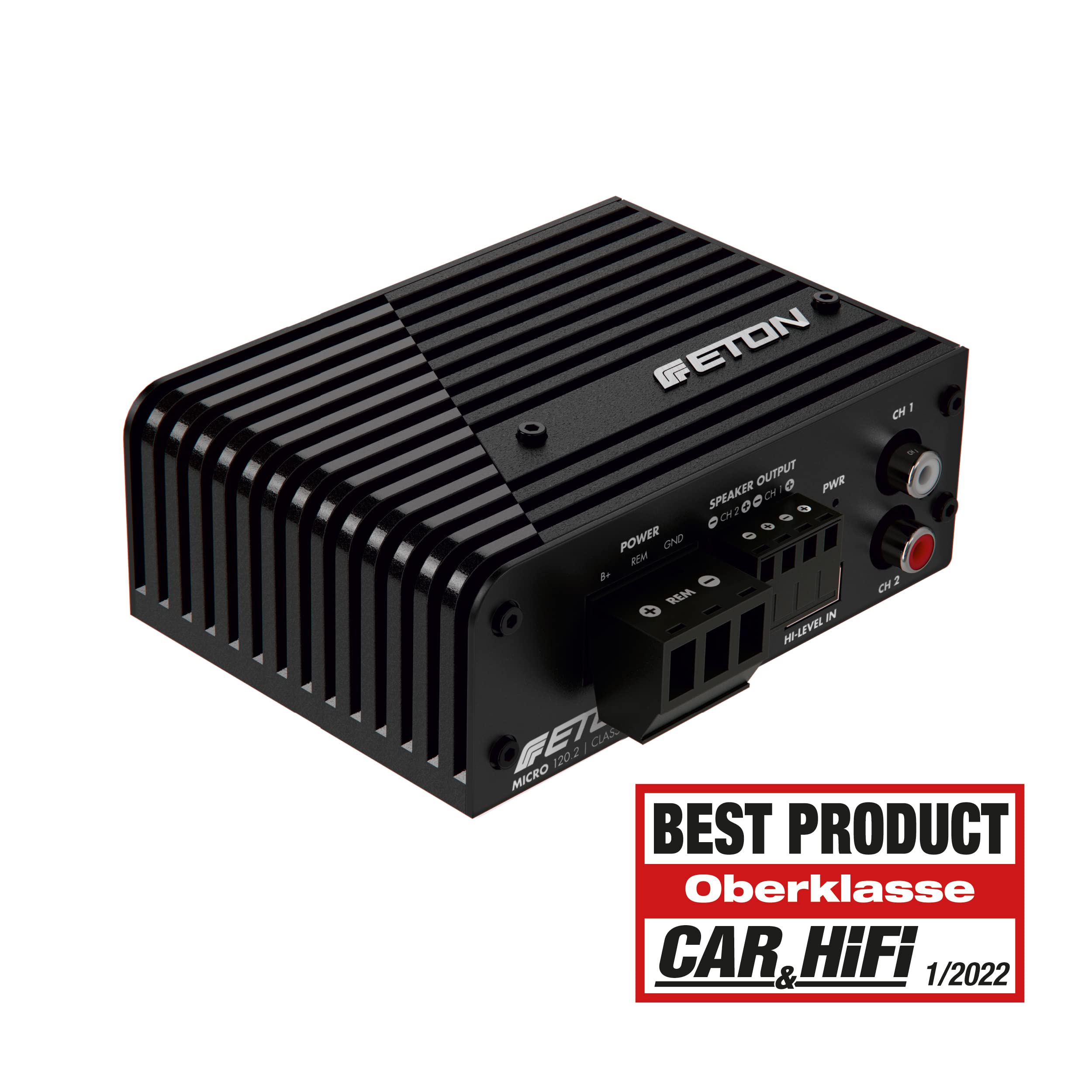 ETON MICRO 120.2: sehr kompakte 2-Kanal Endstufe, Class-D Digital Verstärker, perfekt auch für Reisemobile