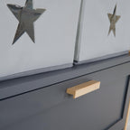 roba Wickelkommode Berlin inkl. abnehmbarem Wickelaufsatz - Wickeltisch mit Schubladen & Stoffboxen - Griffe + Rahmen aus Bambus Holz - Anthrazit