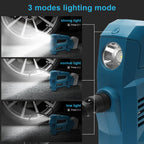 QUPERR Akku Kompressor kompatibel mit Makita 18V Akku, Elektrischer Luftkompressor bis 10,34 bar mit LED-Licht & Autostopp, Tragbare Luftpumpe für Auto, Motorrad, Fahrrad, Bälle (ohne Akku)