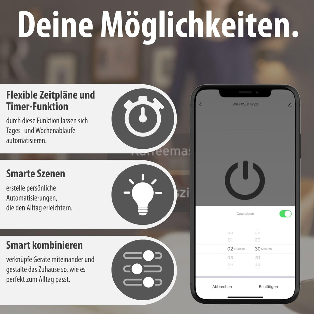 Brennenstuhl Connect WiFi LED Strahler WF 2051 P (24W, 2800lm, IP54, diverse Lichtfunktionen über App einstellbar, Außenstrahler zur Wandmontage mit Bewegungsmelder)
