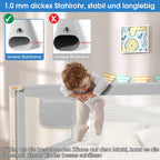 YIKANWEN Bettgitter, 200cm Bettschutzgitter für Kinder ab 0-10 Jahren, einziehbare Kinderbettgitter Babybettgitter,passend für Kinderbetten, Elternbetten und Alle Massivholzbetten（Nur 1 Stück）