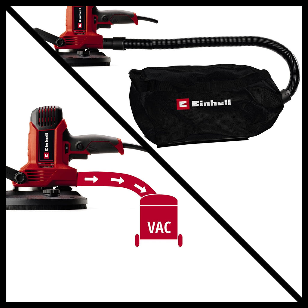 Einhell Trockenbauschleifer TC-DWS 225 (1220 W, Schleifteller mit Bürstenkranz, integrierte Staubabsaugung, inkl. 6x Ø 225 mm Schleifpapier)